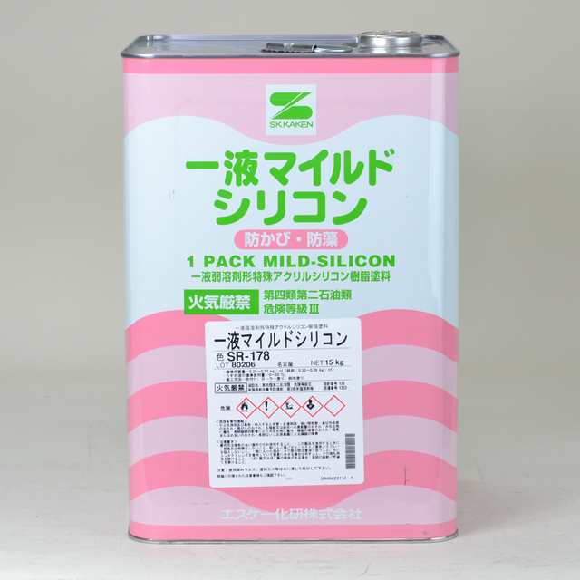 限定版 一液マイルドシリコン 白 淡彩色 SR標準色 3分艶有り 15kg １液弱溶剤形特殊アクリルシリコン樹脂塗料 エスケー化研 